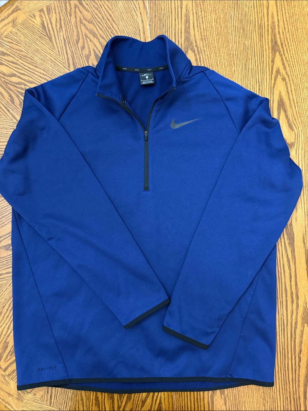 Nike Men Blue Dri-FIT Quarter-Zip Long Sleeve Athletic Performance Pullover Sz L